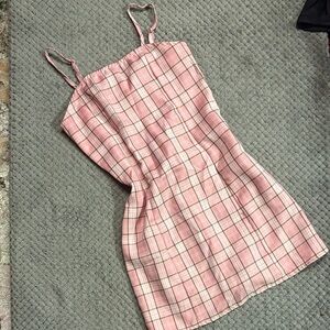 SHEIN Pink and Brown Plaid Dress